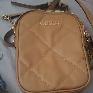 GUESS Tan Quilted Crossbody Bag